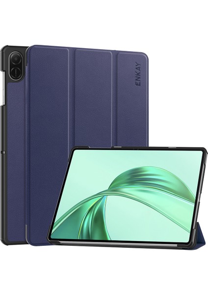 Honor Pad X8A Enkay Hat Prens Üç Katlı Stand Kapağı Pu Deri + Pc Tablet Kılıfı-Koyu Mavi (Yurt Dışından)