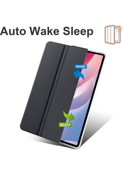 Honor Pad X8 Pro/pad X9 Üç Katlı Stand Tablet Kılıfı Kalem Yuvası Pu Deri Şeffaf Tpu Arka Kapak-Siyah (Yurt Dışından) fiyatları