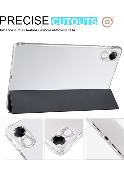 Honor Pad X8 Pro/pad X9 Üç Katlı Stand Tablet Kılıfı Kalem Yuvası Pu Deri Şeffaf Tpu Arka Kapak-Siyah (Yurt Dışından) fırsatları