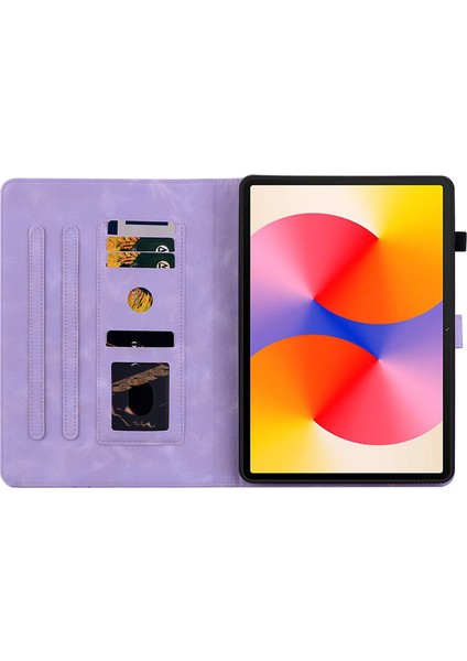 Huawei Matepad Se 11 Kılıf Zambak Çiçeği Baskılı Deri Tablet Kılıfı Kart Yuvalı-Mor (Yurt Dışından) fiyatları
