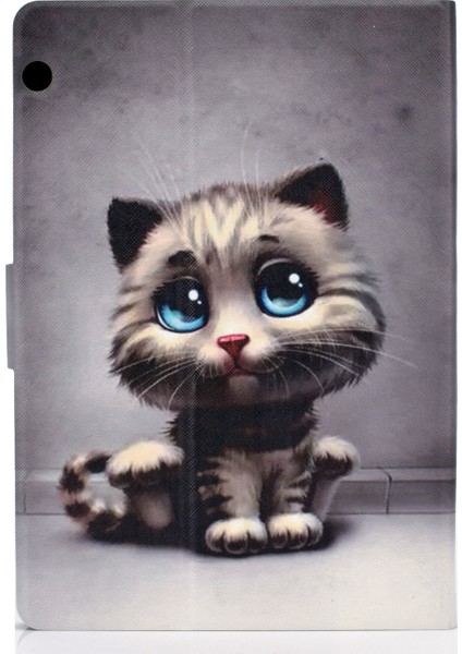 Darbeye Dayanıklı Desen Baskı Kartı Yuvası Pu Deri Tablet Kılıfı Huawei Mediapad T5 10-Cat Mavi Gözlü (Yurt Dışından) modelleri