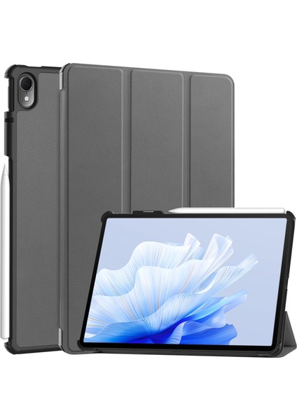 Tablet Kılıfı Huawei Matepad Air 11.5 INÇ(2023)ÜÇ Katlı Stand Otomatik Uyku/uyandırma Pu Deri Tam Koruyucu Kapak-Gri (Yurt Dışından)