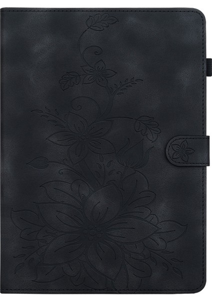 Huawei Matepad Se 11 Kılıf Zambak Çiçeği Baskılı Deri Tablet Kılıfı Kart Yuvalı-Siyah (Yurt Dışından) indirimleri