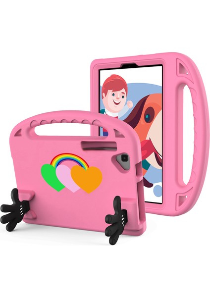Huawei Matepad 10.4 (2022) Için Aşk Kalp Desen Eva Tablet Anti-Damla Kılıfı Palmiye Şekli Kickstand Kapak Kavrama Saplı-Pembe (Yurt Dışından)