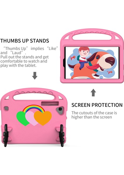 Huawei Matepad 10.4 (2022) Için Aşk Kalp Desen Eva Tablet Anti-Damla Kılıfı Palmiye Şekli Kickstand Kapak Kavrama Saplı-Pembe (Yurt Dışından) modelleri