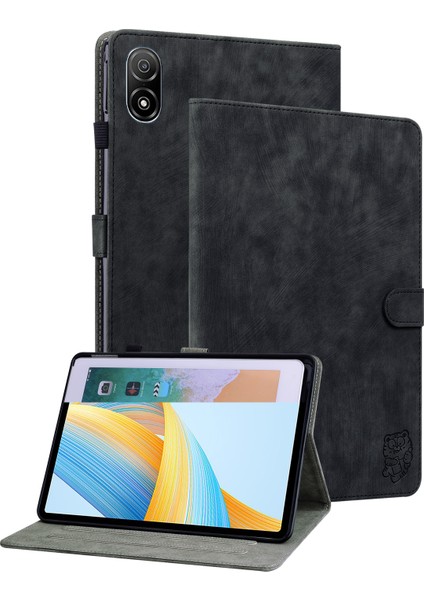 Honor Pad V8 Pro Tablet Kılıfı Için Pu Deri Kaplan Desenli Standı Folyo Koruyucu Kapak, Kart Sahibiyle-Siyah (Yurt Dışından)