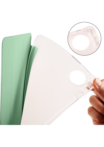 Huawei Matepad Pro 11(2024)ÜÇ Katlı Stand Deri Kılıf Şeffaf Arka Kapak Kalem Yuvası-Matcha Yeşili Için (Yurt Dışından) modelleri