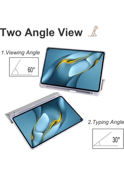 Huawei Matepad 10.4(2022)/(2020)ÜÇ Katlı Stand Tablet Kapağı Pu Deri Otomatik Uyku/uyandırma Akıllı Kılıf Kalem Tutucu-Gri (Yurt Dışından)