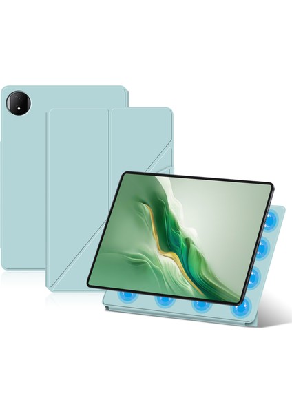 Honor Magicpad 2 12.3 Deri Kılıf Origami Standı Manyetik Tablet Kapağı Otomatik Uyandırma/uyku-Mavi (Yurt Dışından)