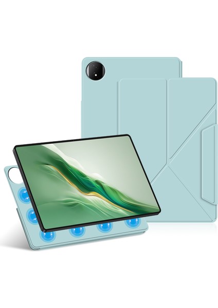 Honor Magicpad 2 12.3 Deri Kılıf Origami Standı Manyetik Tablet Kapağı Otomatik Uyandırma/uyku-Mavi (Yurt Dışından)