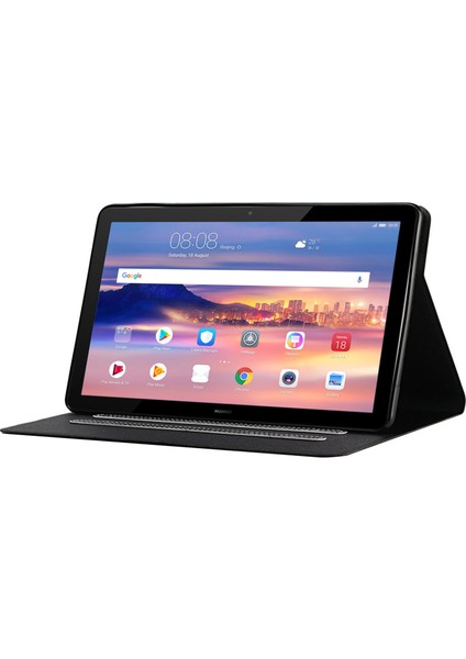 Huawei Mediapad T5 10.1-Siyah Için Kart Tutuculu Pu Deri Tablet Kılıfı (Yurt Dışından)