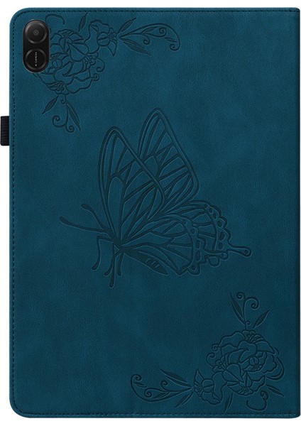 Honor Pad X8A Kılıf Için Çiçek Baskı Pu Deri Tablet Kılıfı, Kart Yuvalı-Mavi (Yurt Dışından) indirimleri