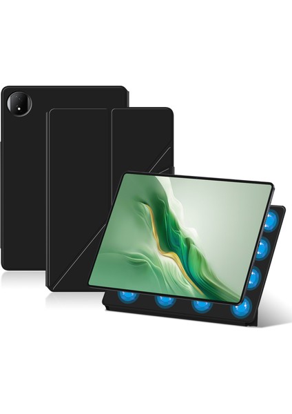 Honor Magicpad 2 12.3 Deri Kılıf Origami Standı Manyetik Tablet Kapağı Otomatik Uyandırma/uyku-Siyah (Yurt Dışından)