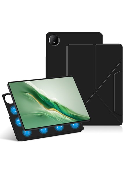 Honor Magicpad 2 12.3 Deri Kılıf Origami Standı Manyetik Tablet Kapağı Otomatik Uyandırma/uyku-Siyah (Yurt Dışından)