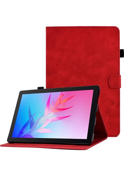 Huawei Enjoy Tablet 2/matepad T 10 9,7 Inç/t 10S 10,1 Inç/honor Pad 6 10,1 Inç/pad X6 9,7 Inç Tablet Kılıfı Desen Baskılı Pu Deri Kart Yuvaları Stand Kapağı-Kırmızı (Yurt Dışından)