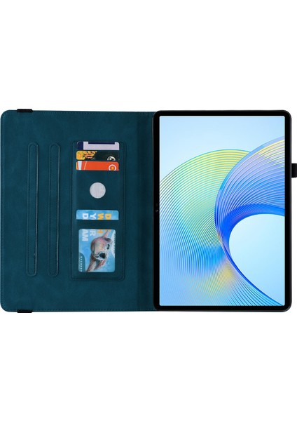 Onur Pad X8 Pro/pad X9 Deri Kapak Baskılı Çevirme Standı Kart Tutucu Tablet Kılıfı-Koyu Mavi (Yurt Dışından)