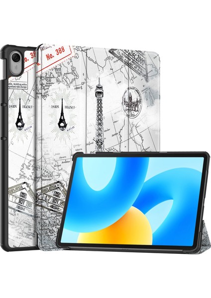 Huawei Matepad 11.5 Için Üç Katlı Stand Tablet Kapak Desen Baskı Pu Deri Tablet Kılıfı-Vintage Tower (Yurt Dışından)