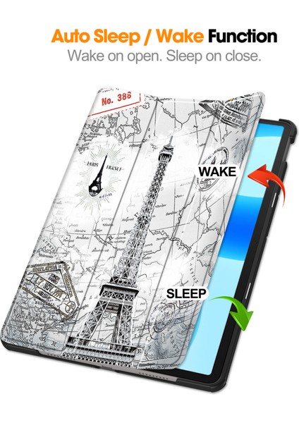 Huawei Matepad 11.5 Için Üç Katlı Stand Tablet Kapak Desen Baskı Pu Deri Tablet Kılıfı-Vintage Tower (Yurt Dışından) modelleri