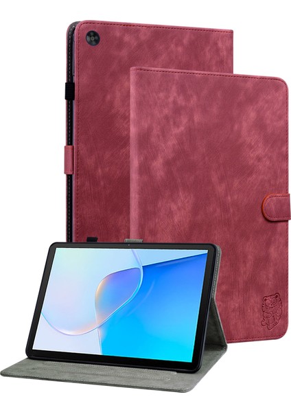 Huawei Matepad Se Için 10.4 Inç Baskılı Sevimli Kaplan Deseni Pu Deri Standı Kılıf Kart Tutucu Tasarım Flip Tablet Kapak-Kırmızı (Yurt Dışından)