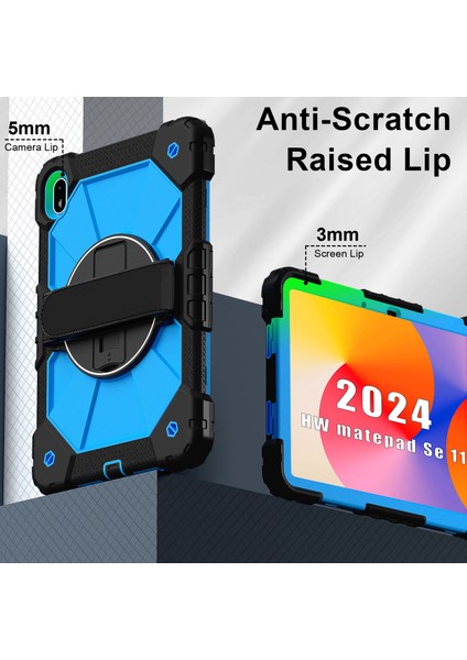 Huawei Matepad Se 11 Için Kılıf Kickstand Silikon + Omuz Askılı Pc Tablet Kılıfı-Siyah/mavi (Yurt Dışından) modelleri
