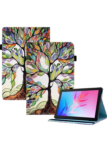 Desen Baskı Tablet Standı Kılıf Huawei Matepad T 10 S 10.1 Inç/matepad T 10 9.7 Inç Anti-Damla Kapak Elastik Bant-Hayat Ağacı (Yurt Dışından)