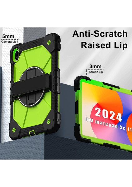Huawei Matepad Se 11 Için Kılıf Kickstand Silikon + Omuz Askılı Pc Tablet Kılıfı-Siyah/sarı Yeşil (Yurt Dışından) modelleri