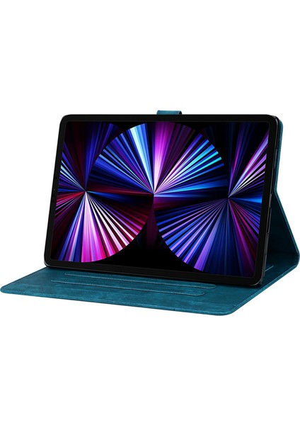 Honor Pad X8A Kılıf Çevirme Standı Deri Tablet Kapak Kiraz Çiçeği Kedi Baskılı-Mavi (Yurt Dışından) modelleri