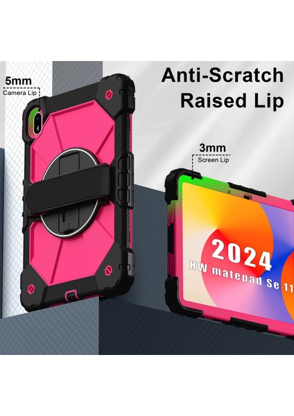 Huawei Matepad Se 11 Kılıf Kickstand Silikon + Pc Tablet Kılıfı, Omuz Askılı-Siyah/gül (Yurt Dışından) modelleri