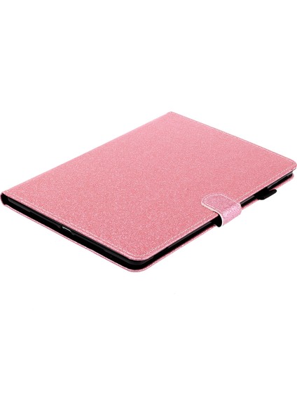 Huawei Mediapad M5 Lite 10-Pembe Için Kart Yuvalı Simli Toz Parlak Deri Akıllı Kılıf (Yurt Dışından)