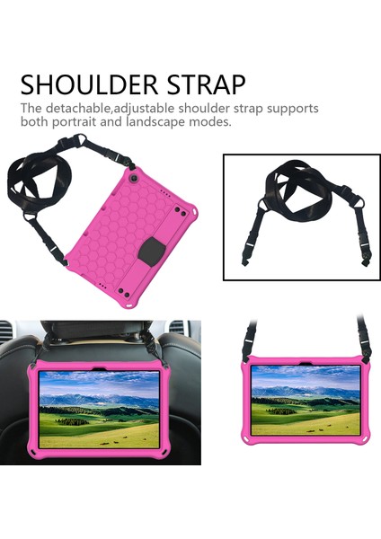 Kickstand Omuz Askısı Eva Kılıfı Huawei Enjoy Tablet 2 10.1/matepad T 10S 10.1 Inç/t 10 9.7 Inç/onur Pad 6 10.1 Inç/x6 10.1 Inç-Pembe/siyah (Yurt Dışından)