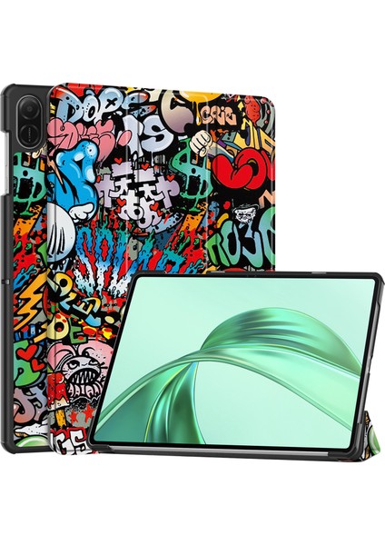 Honor Pad X8A Kılıf Desenli Baskı Deri Standlı Tablet Kapağı-Grafiti (Yurt Dışından)