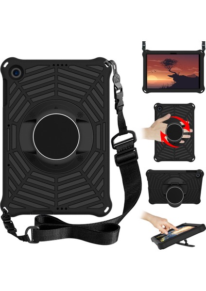 Örümcek Ağı Dokusu Kickstand Eva Kılıfı Omuz Askılı Huawei Enjoy Tablet 2/matepad T 10 9,7 Inç/matepad T 10S 10,1 Inç-Siyah (Yurt Dışından)