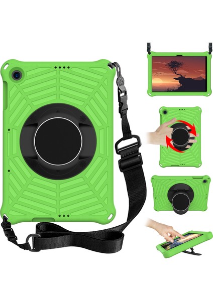 Örümcek Ağı Dokusu Kickstand Eva Kılıfı Omuz Askılı Huawei Enjoy Tablet 2/matepad T 10 9,7 Inç/matepad T 10S 10,1 Inç-Yeşil (Yurt Dışından)