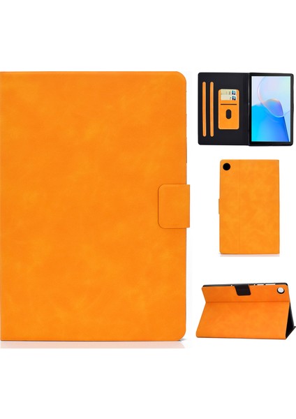 Huawei Matepad Se Için 10.4-Inç A7 Sığır Derisi Doku Tablet Kılıfı Pu Deri Standlı Kart Yuvası Kapak-Haki (Yurt Dışından)