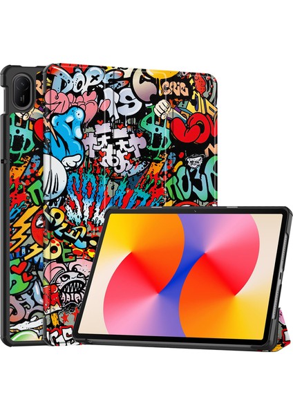 Huawei Matepad Se 11 Standlı Kılıf Desen Baskı Deri Tablet Kapak-Grafiti (Yurt Dışından)