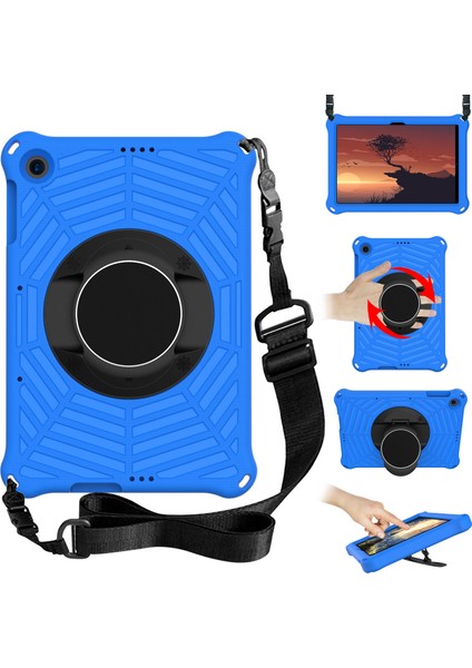 Örümcek Ağı Dokusu Kickstand Eva Kılıfı Omuz Askılı Huawei Enjoy Tablet 2/matepad T 10 9,7 Inç/matepad T 10S 10,1 Inç-Mavi (Yurt Dışından)