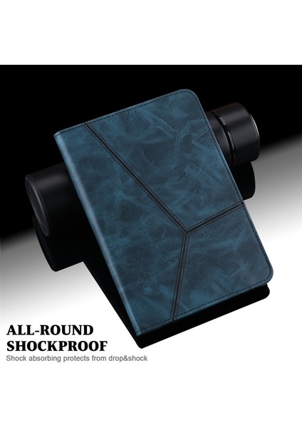 Huawei Mediapad T5 10.1-Blue Için Kart Tutuculu Dikiş Hattı Tasarımı Deri Tablet Standı Kapağı (Yurt Dışından) fırsatları