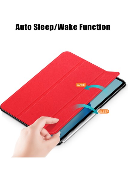 Huawei Matepad Pro 12.6(2021)-KIRMIZI Için Premium Pu Deri Üç Katlı Çevirme Tasarımı Otomatik Uyandırma/uyku Özellikli Hafif Akıllı Stand Kapağı (Yurt Dışından) modelleri