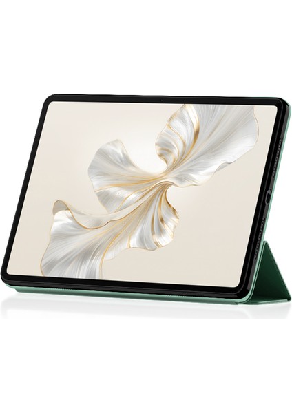 Honor Pad 9 Için Pu Deri Kılıf Darbeye Dayanıklı Üç Katlı Stand Tablet Kapak-Yeşil (Yurt Dışından)