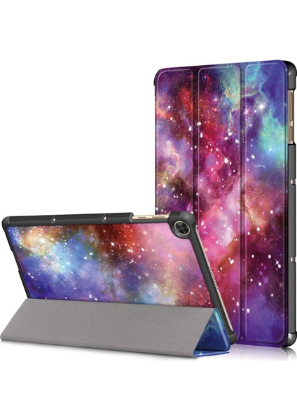 Üç Katlı Stand Desen Baskı Deri Kılıf Akıllı Tablet Kapağı Huawei Matepad T 10S/T 10/tadını Çıkarın Tablet 2-Galaxy Desen (Yurt Dışından)