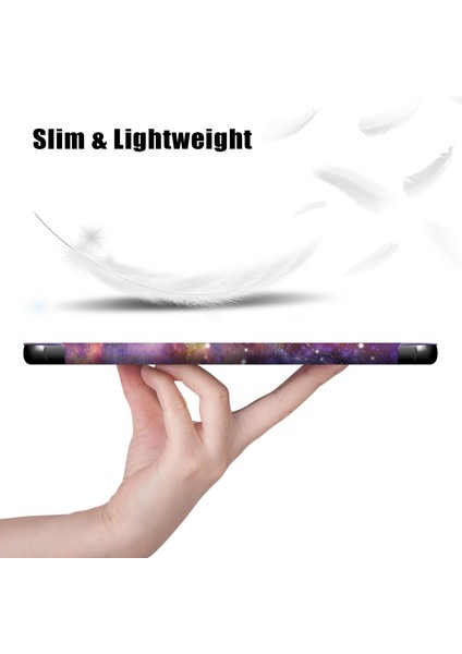 Üç Katlı Stand Desen Baskı Deri Kılıf Akıllı Tablet Kapağı Huawei Matepad T 10S/T 10/tadını Çıkarın Tablet 2-Galaxy Desen (Yurt Dışından)