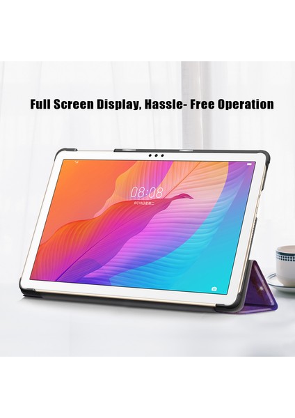 Üç Katlı Stand Desen Baskı Deri Kılıf Akıllı Tablet Kapağı Huawei Matepad T 10S/T 10/tadını Çıkarın Tablet 2-Galaxy Desen (Yurt Dışından)