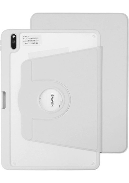 Huawei Matepad 11 (2021) Kılıf Pu Deri Tablet Kabuğu Kalem Tutuculu Döner Stand-Beyaz (Yurt Dışından)
