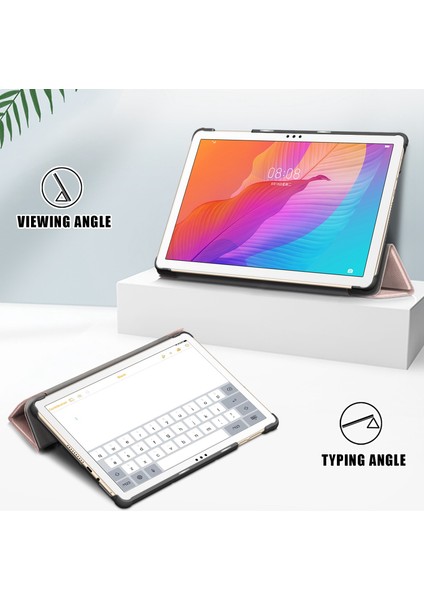Onur Pad X8/x8 Lite/huawei Matepad T 10 Pu Deri Üç Katlı Stand Kapak Anti-Damla Tablet Koruyucu Kılıf-Gül Altın (Yurt Dışından) indirimleri