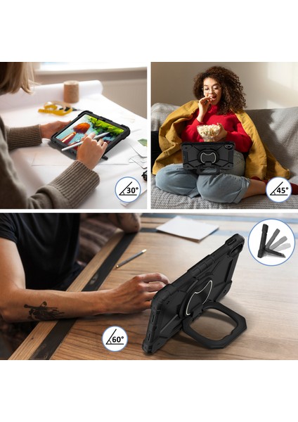 Huawei Matepad Se 11 Kickstand Kılıf Silikon+Pc Tablet Kapağı-Siyah/siyah (Yurt Dışından) indirimleri