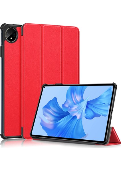 Huawei Matepad Pro 11 (2022) Için Koruyucu Kılıf Pu Deri Düz Renk Folyo Kapak Çevirin Üç Katlı Stand Tablet Koruyucu ile Otomatik Uyandırma/uyku-Kırmızı (Yurt Dışından)