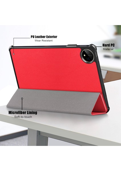 Huawei Matepad Pro 11 (2022) Için Koruyucu Kılıf Pu Deri Düz Renk Folyo Kapak Çevirin Üç Katlı Stand Tablet Koruyucu ile Otomatik Uyandırma/uyku-Kırmızı (Yurt Dışından) indirimleri