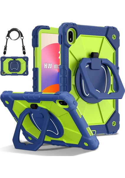 Huawei Matepad Se 11 Kickstand Kılıf Silikon + Pc Tablet Kılıfı-Lacivert/sarı Yeşil (Yurt Dışından)