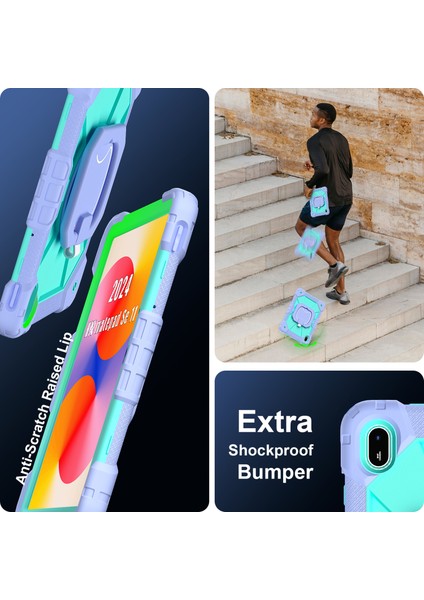 Huawei Matepad Se 11 Için Kickstand Kılıf Silikon + Pc Tablet Kapağı-Açık Mor/nane Yeşili (Yurt Dışından)