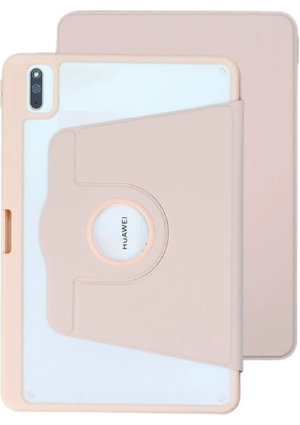 Huawei Matepad 10.4(2022)/(2020)/HONOR V6 Kılıf Pu Deri+Tpu+Akrilik Döner Standlı Tablet Kapağı-Pembe (Yurt Dışından)